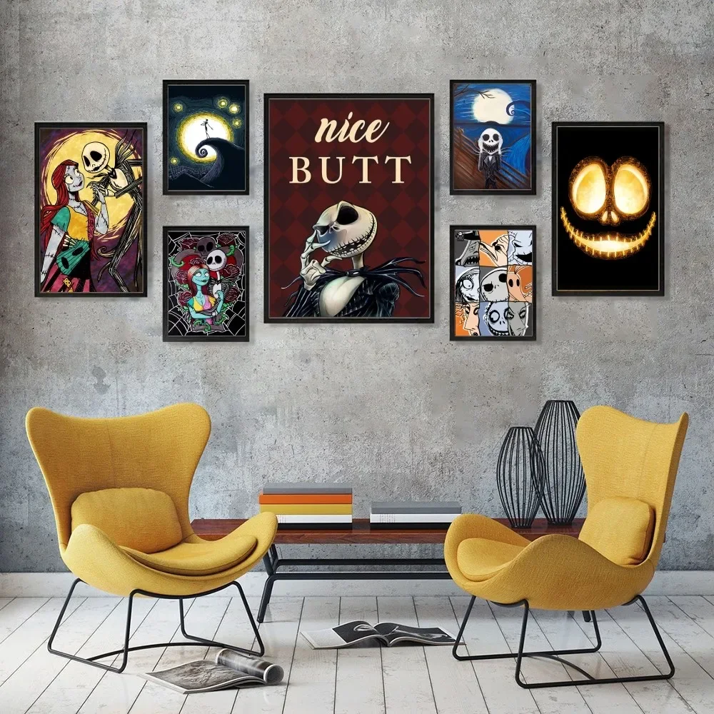 Nightmare Before Christmas Jack And Sally Poster 1PC Cartoon Pop Poster Paper Waterproof HD Sticker Bedroom Entrance Home Living