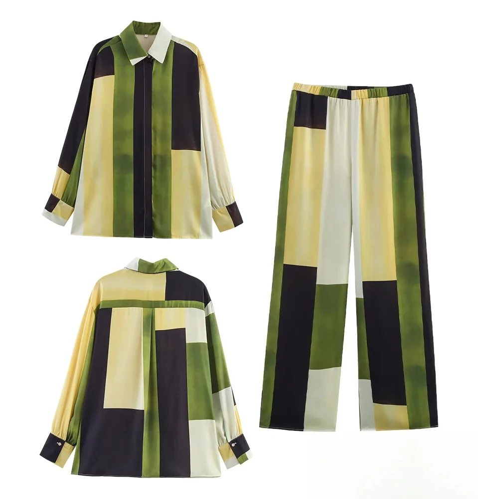 

KONDALA элегантный осенний комплект брюк с принтом, женская рубашка на пуговицах с длинными рукавами, длинные брюки, весна-лето 2024, праздничный комплект женских брюк