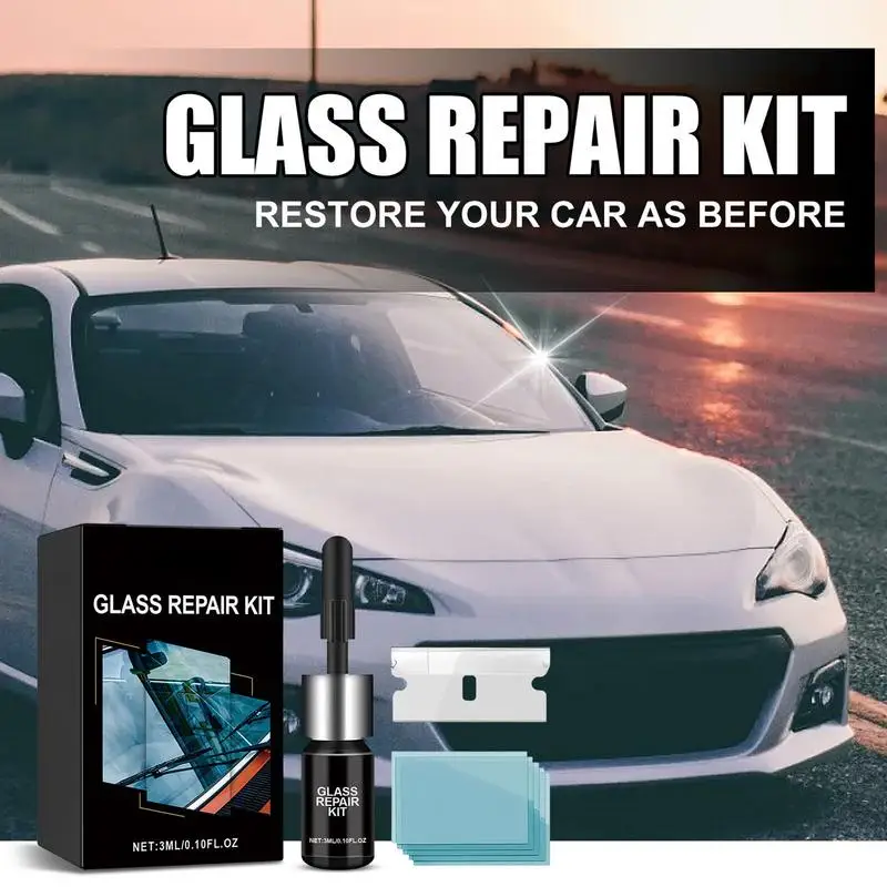 

Windshield Repair Kit for Glass Automotive Glass DIY Windscreen Tool for Fixing Chips Cracks Star-Shaped Crack Nano Fluid Filler