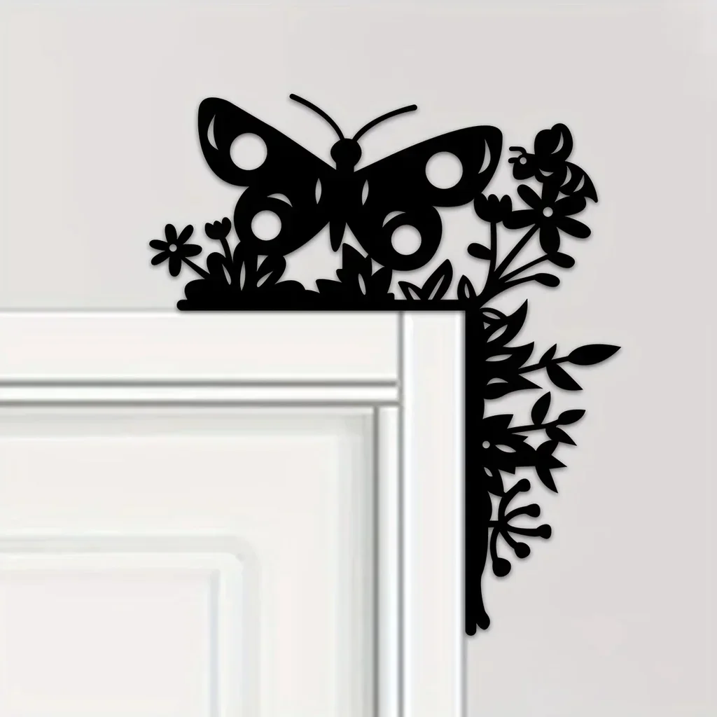 metal iron 1Piece Metal Butterfly Home Decorative Wall Stickers Door Corner Decorations Door Frame Corner Wall Hanging Art Decor