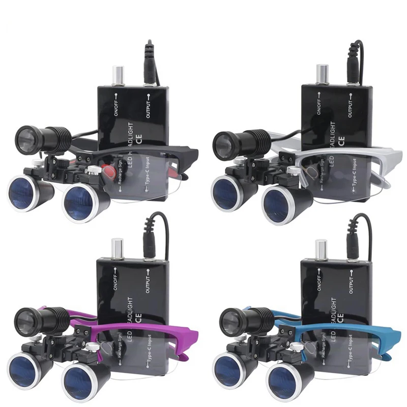 2.5X 3.5X Binoculars Magnifying Glass Loupe with 5W Spotlight Head Light Professional Headlamp Eyeglasses Magnifier