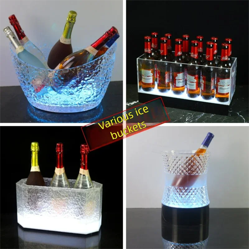

LED Light Up Ice Bucket for Nightclubs, Holds Multiple Bottles, Stylish Drink Cooler for Bar KTV Party Champagne Wine