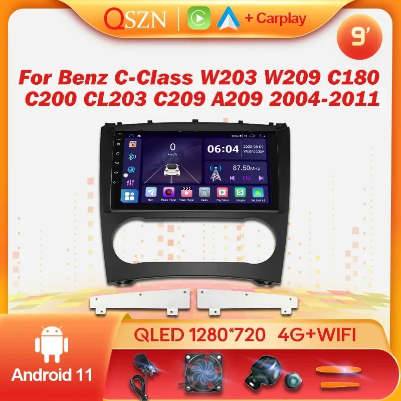 

9'' Android 13 Car Radio Carplay For Benz C-Class W203 W209 C180 C200 CL203 C209 A209 2004-2011 Multimedia Video Player CarPlay