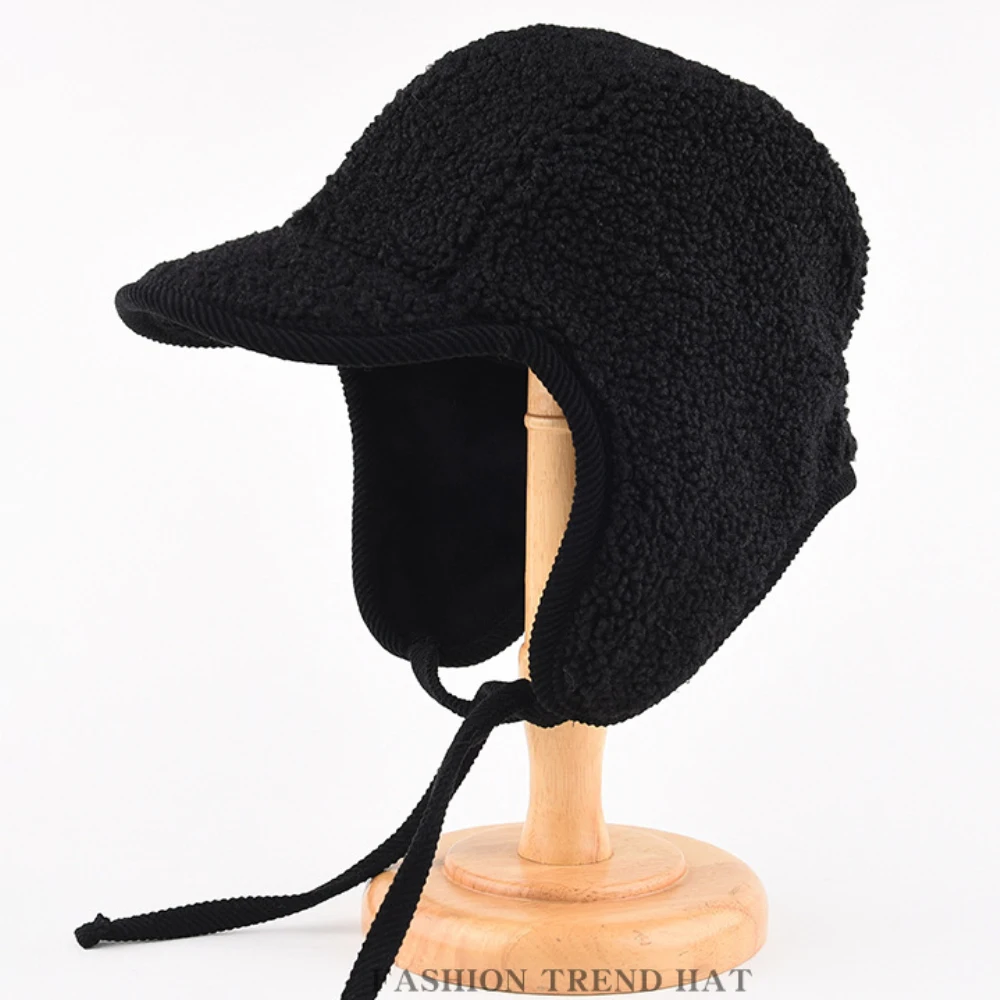 HT4992 Russische Hut Hohe Qualität Lamm Fleece Winter Hut Männer Frauen Dicke Warme Ski Earflap Kappe Männlich Weiblich Schwarz Beige Bomber Hüte – Detail 7