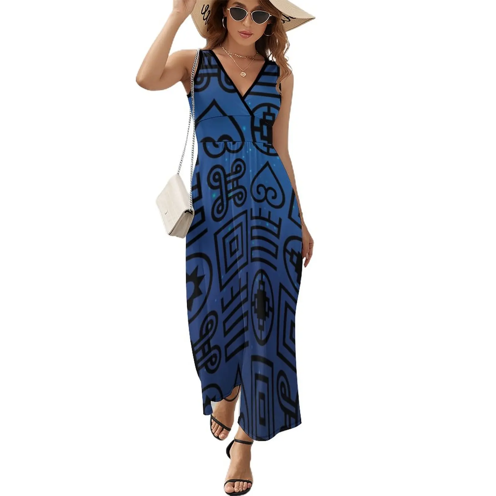 

Adinkra symbols Sleeveless Dress summer clothes Beachwear Women's summer dress