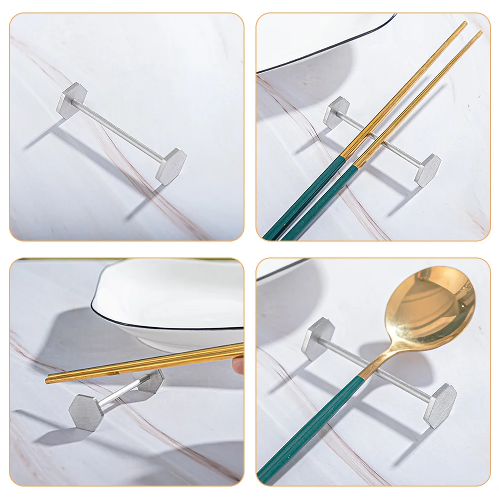 

2Pcs Stainless Steel Chopstick Rest Kitchen Cutlery Organizer Flatware Holder Spoon Fork Stand Table Rack