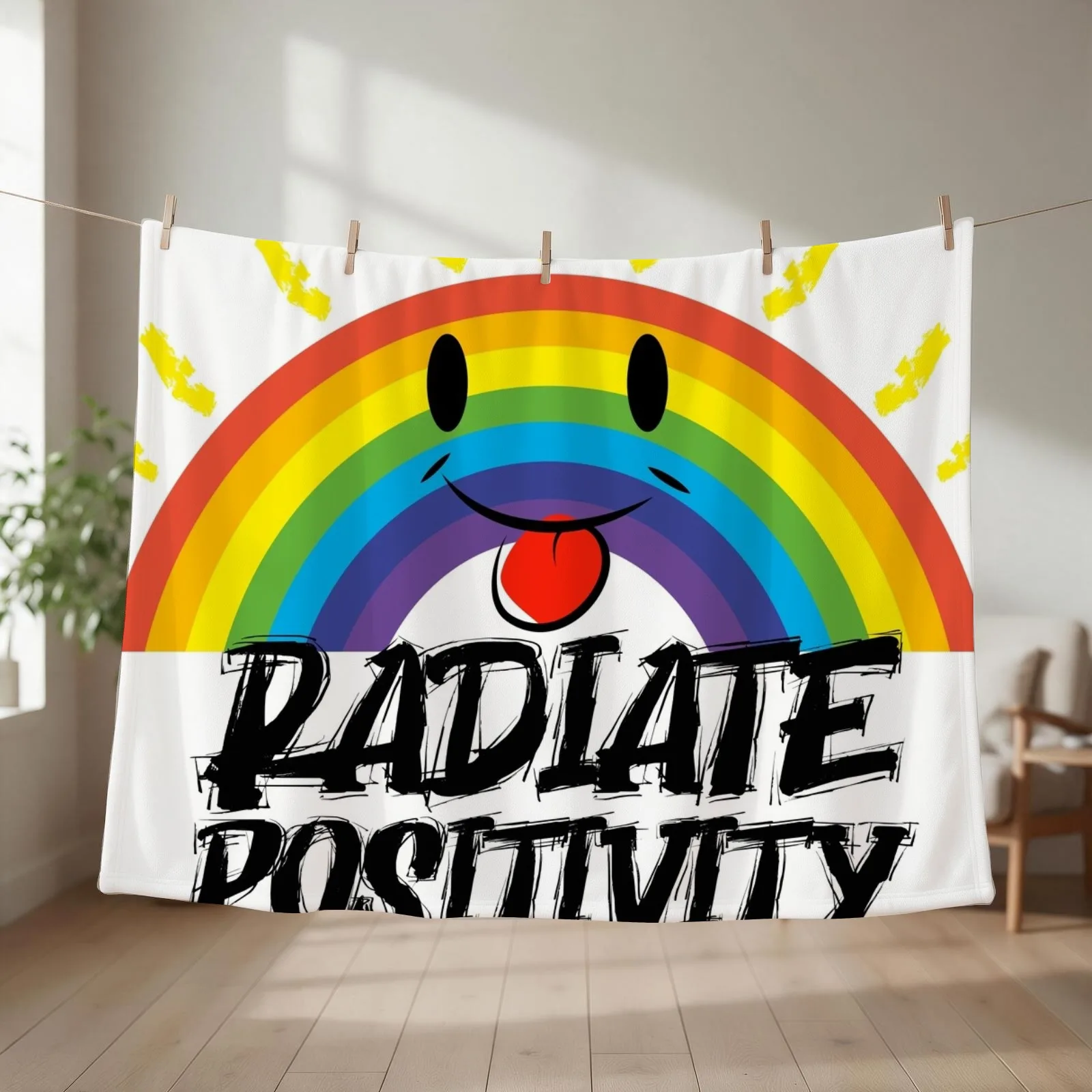 Radiate Positivity Throw Blanket couch cozy soft plush fuzzy picnic outdoor blanket