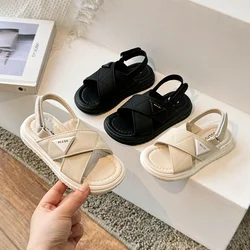 2024 Summer Casual Cute Round Toe Buckle Solid Color Comfortable Children's Casual Sandals Zapatos De Niña Toddler Girl Shoes