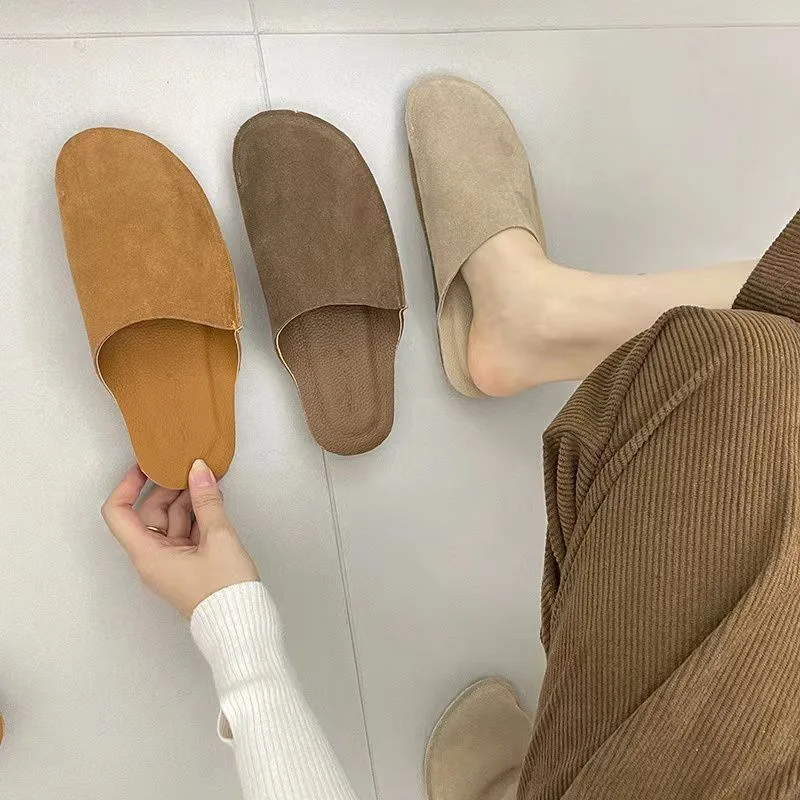 

Spring Summer Slippers Soft Flax Simple Cute Warm Home Men Women House Floor Indoor Slides Fur Cross Fat Dudu Shoes Room Flat