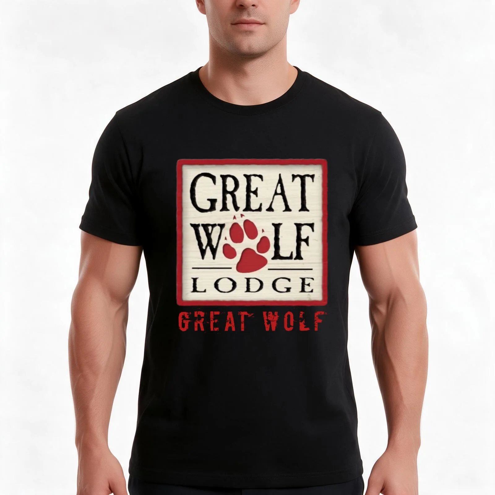 Great Wolf Lodge Logo T-Shirt, Summer Casual Cotton Tee, Oversized Streetwear Tops, Vintage Graphic Print, Unisex Men Women