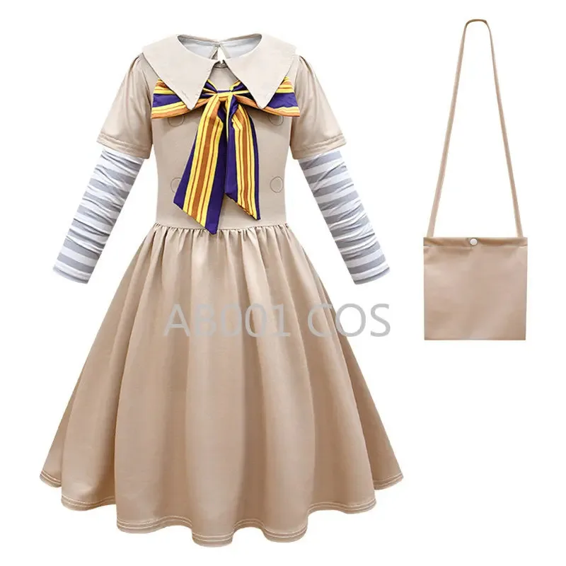 Bear's Home A Cossky-Disfraz de Cosplay M3gan for Children, Two-piece Fake Lapel Long-sleeve Dress with Tie, 2025 New
