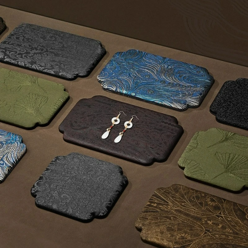 

Поднос для ювелирных изделий в китайском стиле, стойка для ювелирных изделий из нефрита и жадеита, коврик для демонстрации ювелирных изделий, нижняя пластина