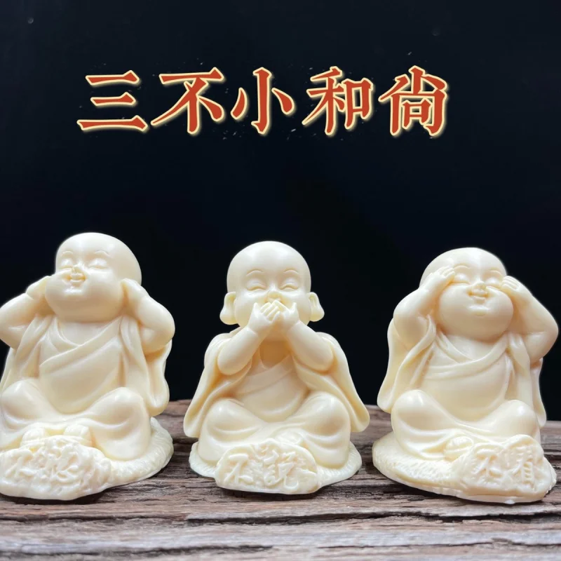 Ivory Nut Carving Three No Monk Don't Listen, Don't Say, Don't Read Zen Tea Ornaments Car Small Ornaments Factory Wholesale Deli