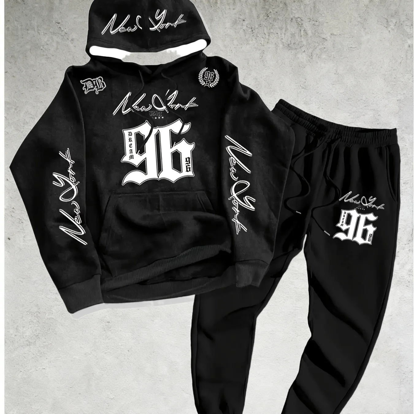 

25/26 Hot Autumn/Winter Hoodie Set American Ins Style Number 96 3D Printed Large Men's Adult Hoodie Waist Pants Unisex