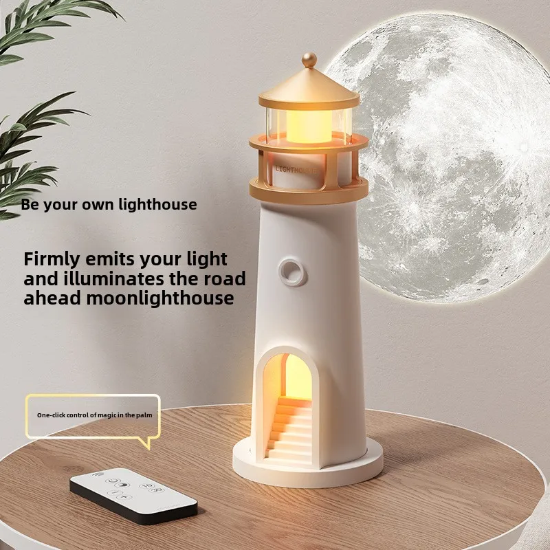 Moonlight Lighthouse Projection Leb Night Light Moon Projection Lighthouse Bluetooth Speaker Body Induction Sleeping Night Light