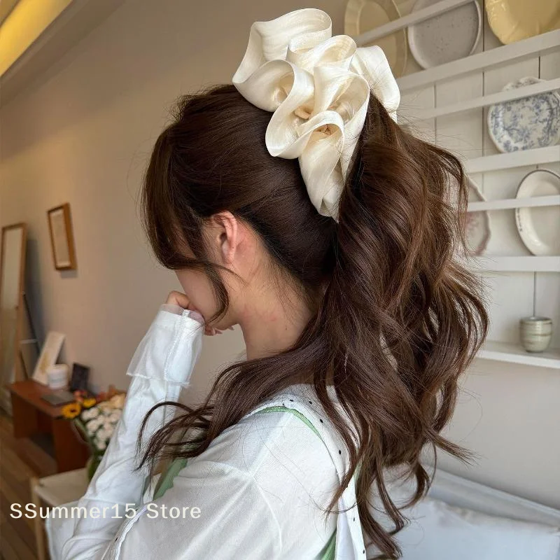 【R】Big Bow Hair Claw Clip for Women Girls, Chic Ponytail Crab Hairpin Claw, Elegant Barrettes Headwear Hair Accessories Gift