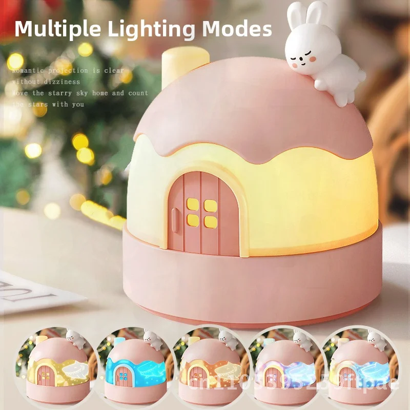 Starry Sky Light Music Box Children's Bedroom Ceiling Projection Rechargeable Toy Gift with 22 Songs Lucky Rabbit Design