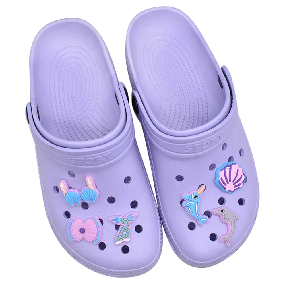 20pcs Mermaid Shoe Charms DIY Cartoon Clog Sandal Shoes Accessorie Wristband Hole Slipper Decoration Buckle Kids Parties Gifts