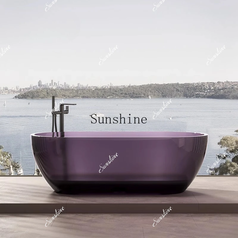حوض استحمام شفاف من الراتنج متكامل مستقل حوض استحمام منزلي مزدوج اللون FT #4