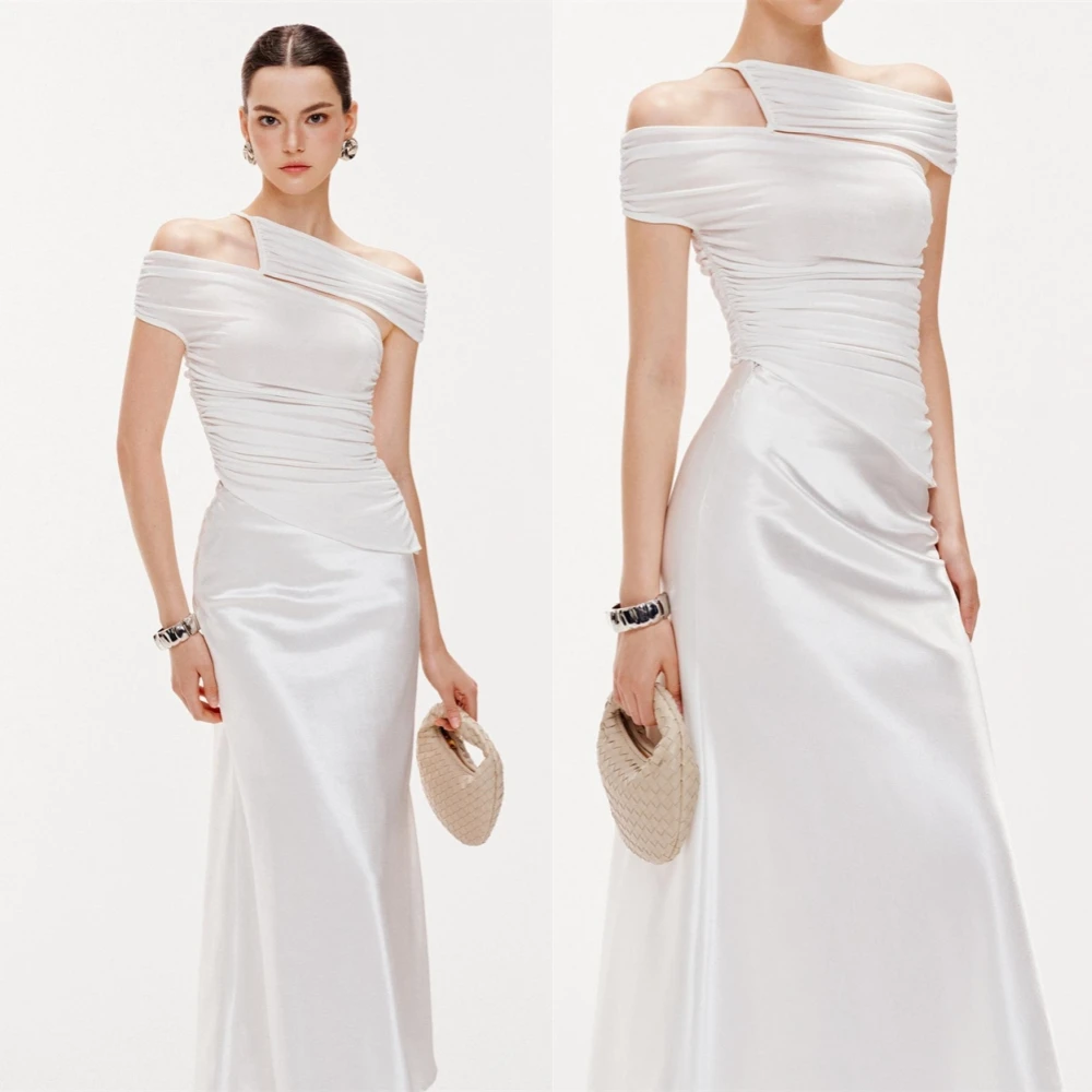 

Customized High Quality Boat Neck Evening Dress Classic Satin Cocktail Dress Modern Off the Shoulder Special Occasion Gowns