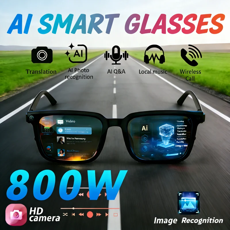 

Новые умные очки 8K HD с ИИ 2026 года для мужчин и женщин: камера 800 МП, звонки по Bluetooth, ИИ-перевод, голосовой помощник