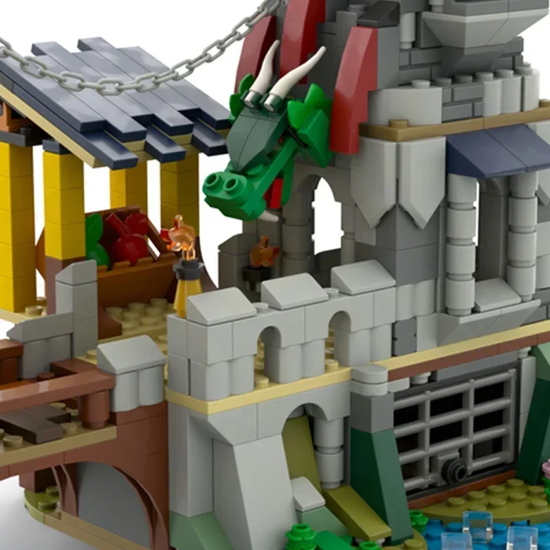 Moc 빌딩 벽돌 성 모델 요새 전초 기지 기술 모듈 형 블록 휴일 선물 어린이를위한 장난감 DIY 세트 조립