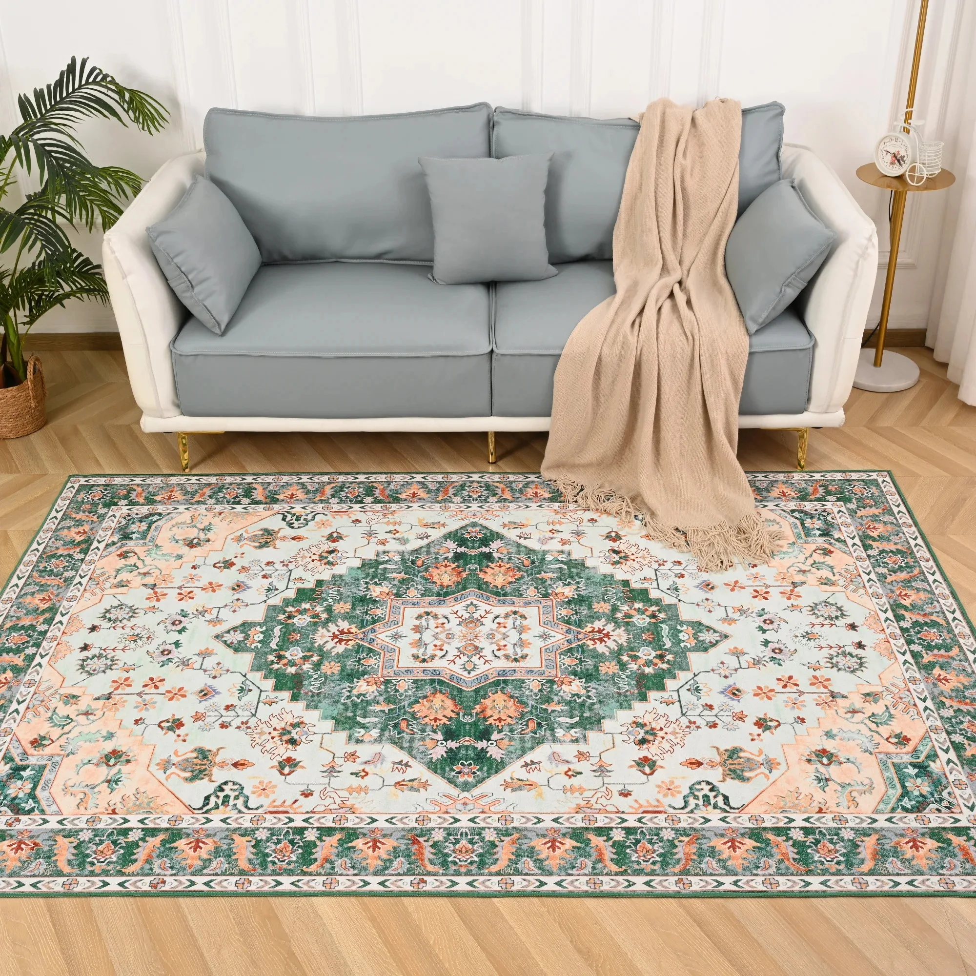 Noahas Retro Living Room Decoration Carpet Nordic National Style American Retro Carpet  Rugs for Bedroom Large Area Non-Slip Mat