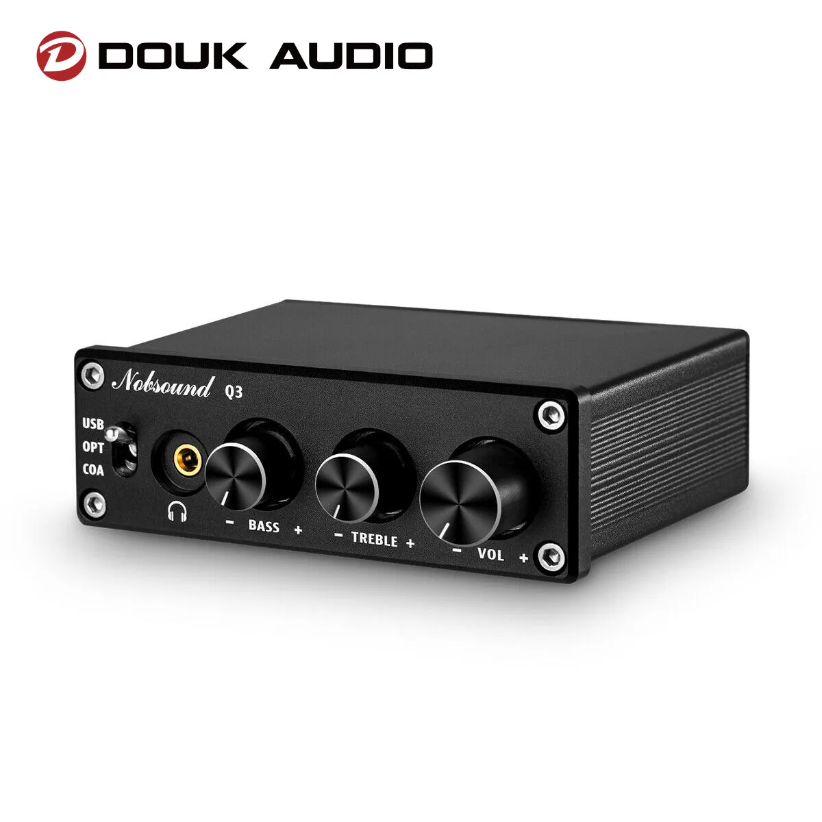 Douk Audio Q3 HiFi USB DAC Mini Digital to Analog Converter Headphone Amp Coax/Opt to 3.5mm Audio Adapter with Treble Bass