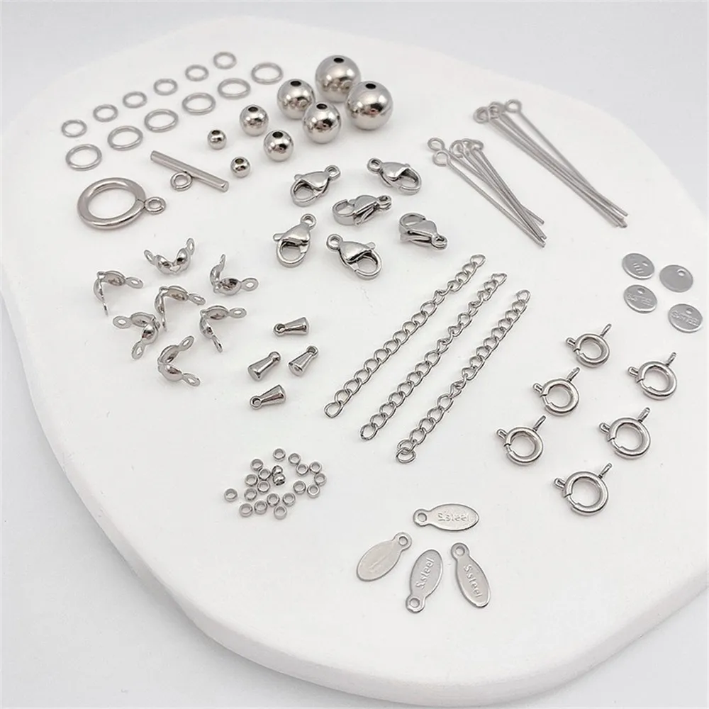 

Stainless Steel Non Fading Metal Base Lobster Clasp Opening Ring 9-shaped Needle Handmade DIY Bracelet Necklace Accessories