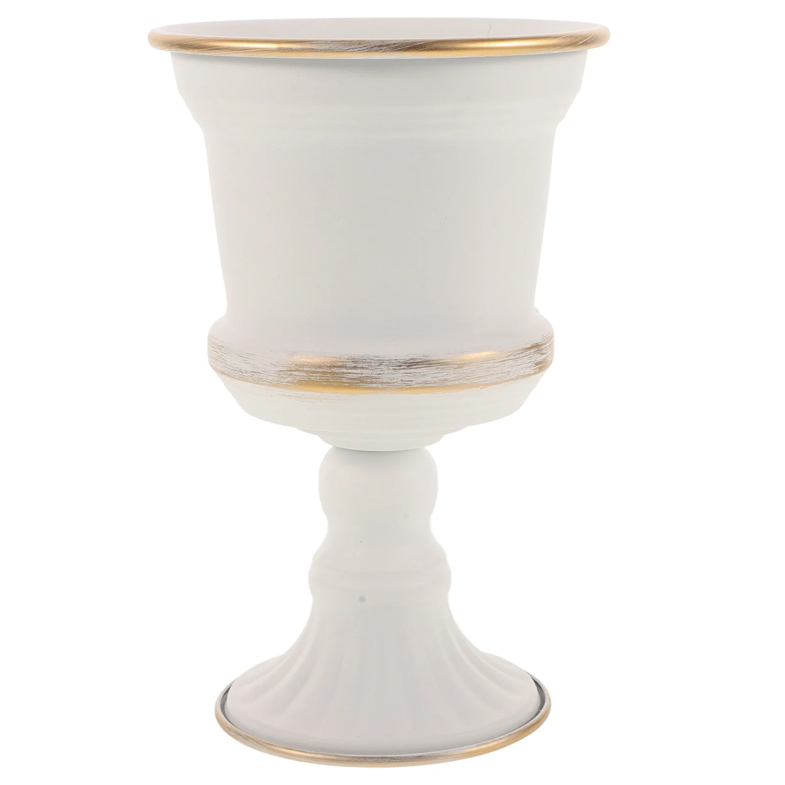 

Iron Flower Pot European Style Metal Urn Decorative Plant Pot Retro Wrought Iron Planter High Legged Vase for Hotel Home