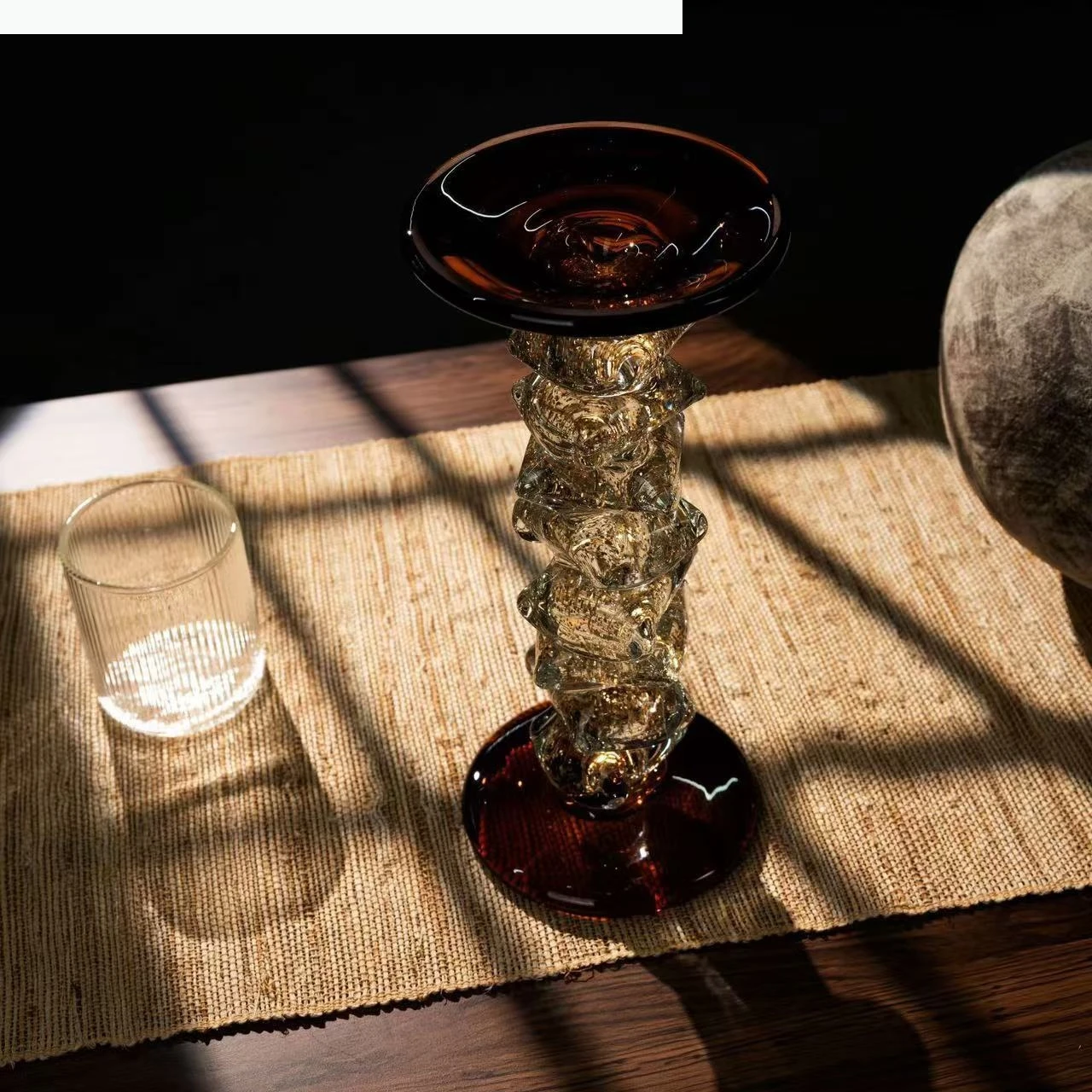 Glass Candle Irregular Transparent Glass Splicing Candelabrum Candlestick Wedding Table Home Decoration Accessories