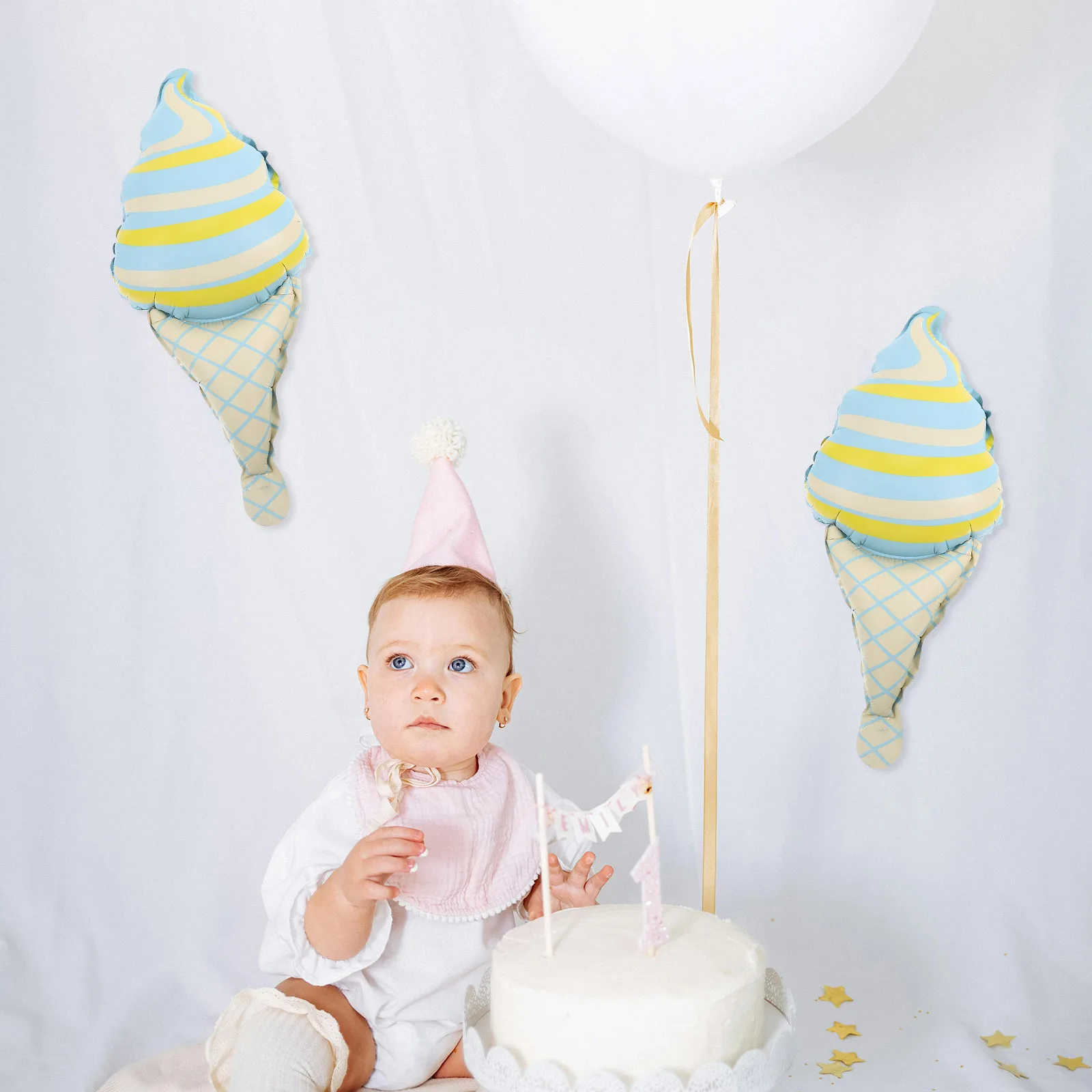 

10pcs Ice Cream Balloon Decorative Summer Party Birthday Cartoon Food Cone Theme Celebrations Balloon Accessories