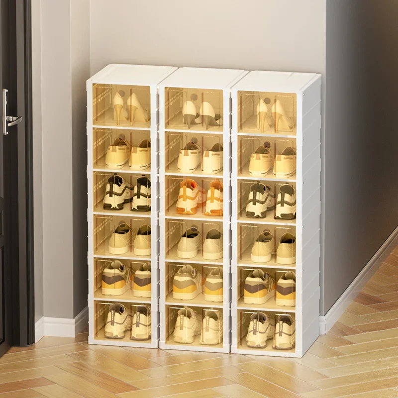 

Shoe box storage box transparent folding shoe cabinet household drawer type plastic rack space saving shoe storage artifact