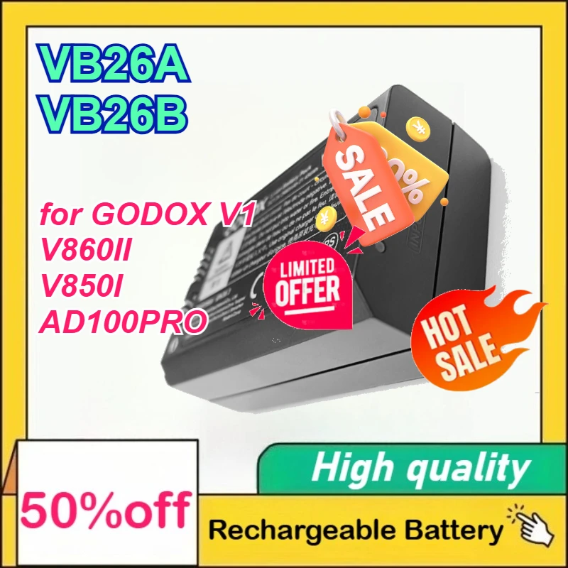 

VB26A VB26B 7.2V 3000mAh 2980mAh Digital Battery for GODOX V1/V860II/V850I/AD100PRO Flash Battery