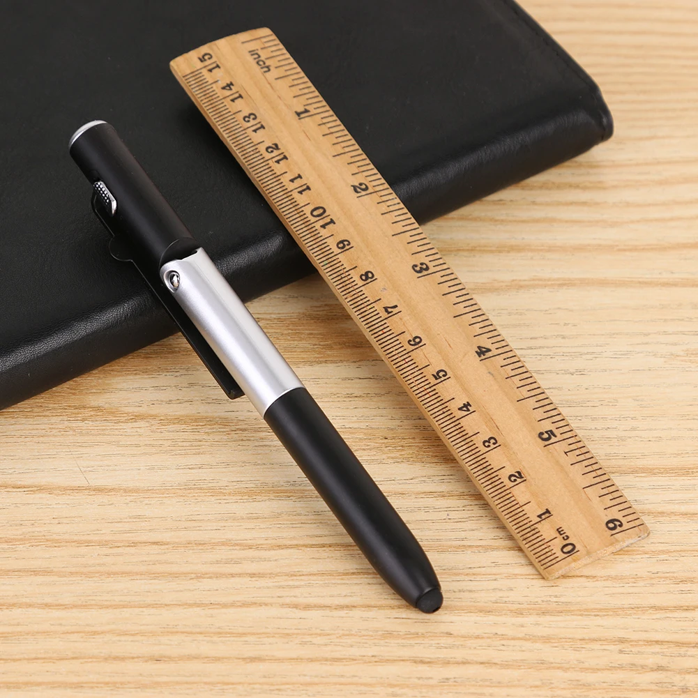 

1 шт. шариковая ручка 4 в 1 со светодиодной подсветкой, черная чернильная ручка со складным держателем для телефона, школьные и офисные канцелярские принадлежности