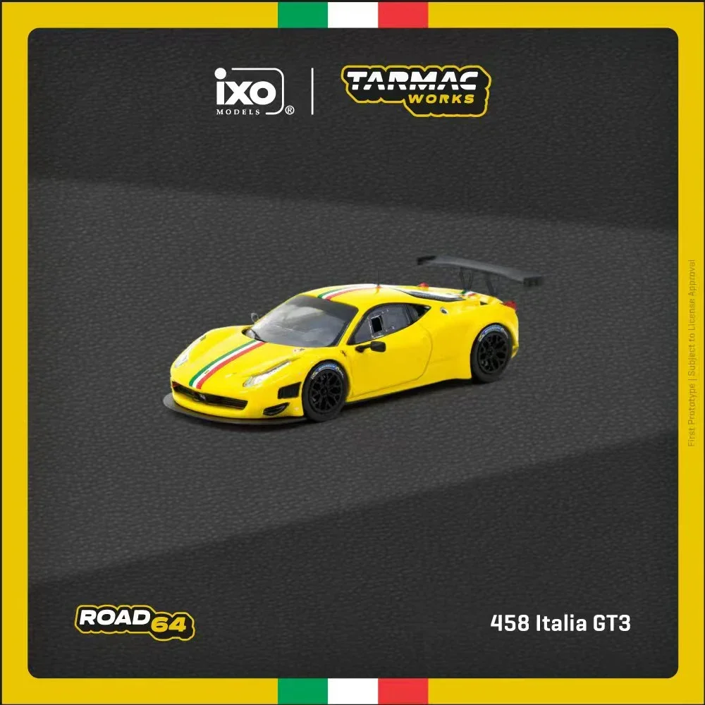 

TW In Stock 1:64 Ferrari 458 Italia Yellow Diecast Car Model Collection Miniature Toy Tarmac Works