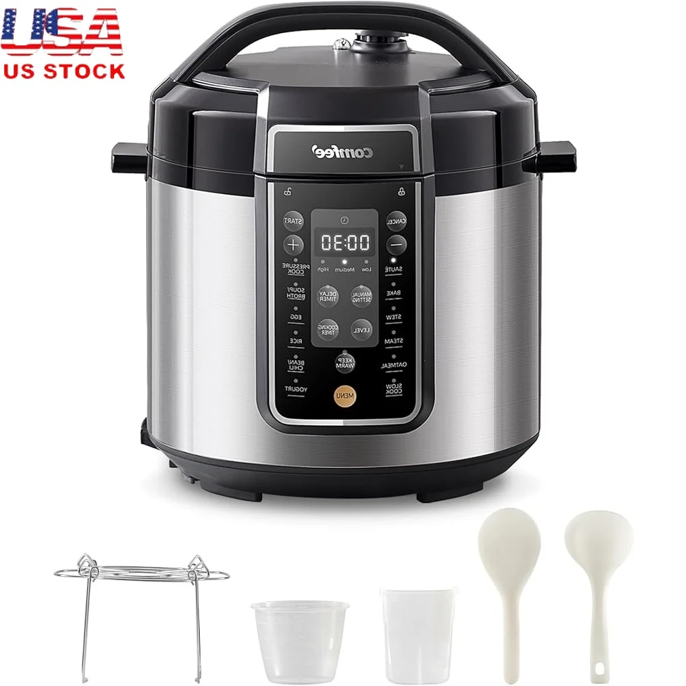 

Скороварка на 6 литров, 13 функций приготовления пищи, керамическая кастрюля с антипригарным покрытием, йогуртница, рисоварка, мультиварка, функция расширенной безопасности