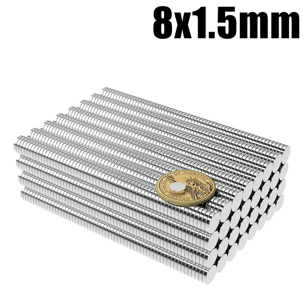 

20/50/100/200/500/1000Pcs 8x1.5 Super Strong Magnet 8mm X 1.5mm Round Magnetic NdFeB Neodymium magnet N35 Powerful Disc imanes