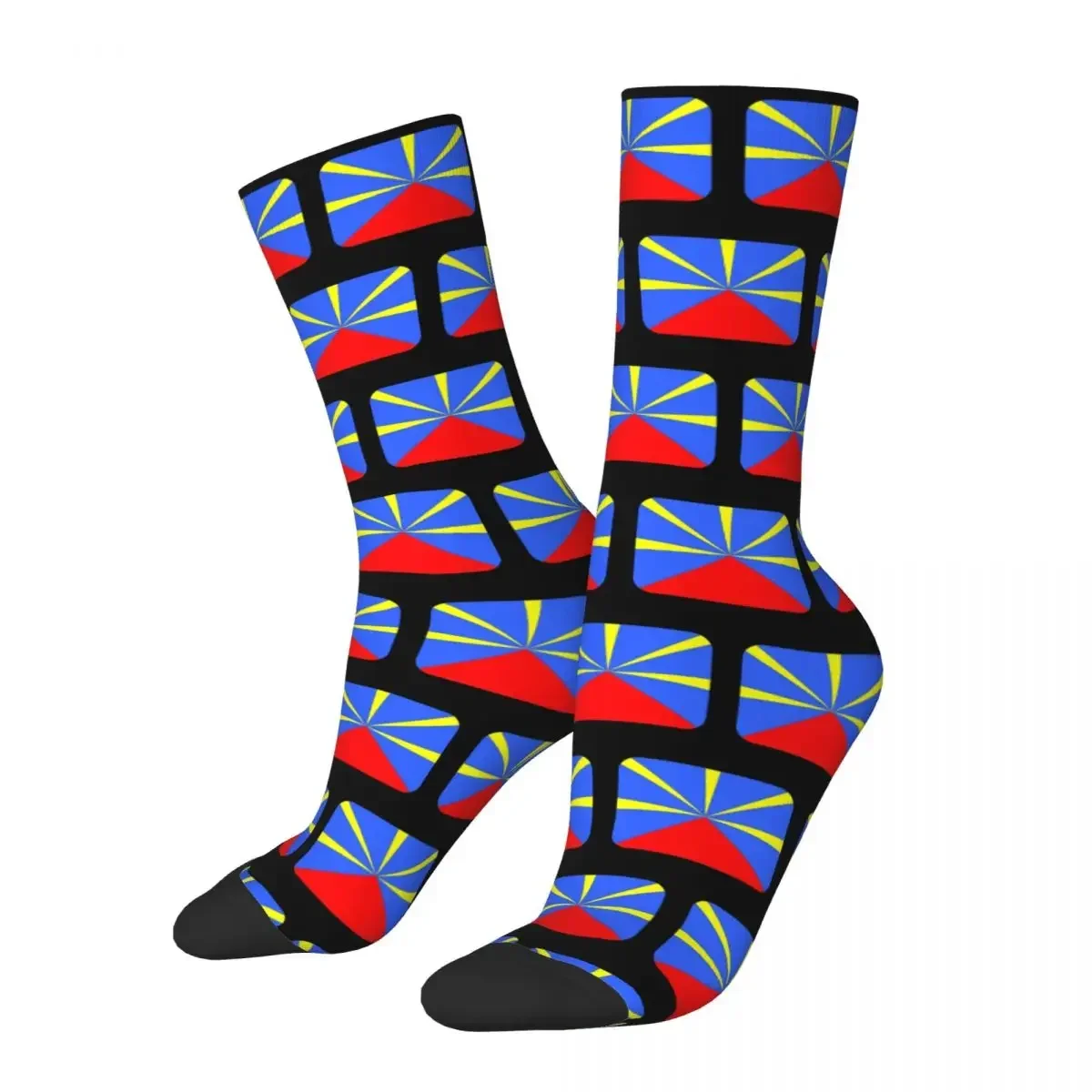 974 Reunion Island Flag Socks Harajuku Sweat Absorbing Stockings All Season Long Socks Accessories for Unisex Gifts