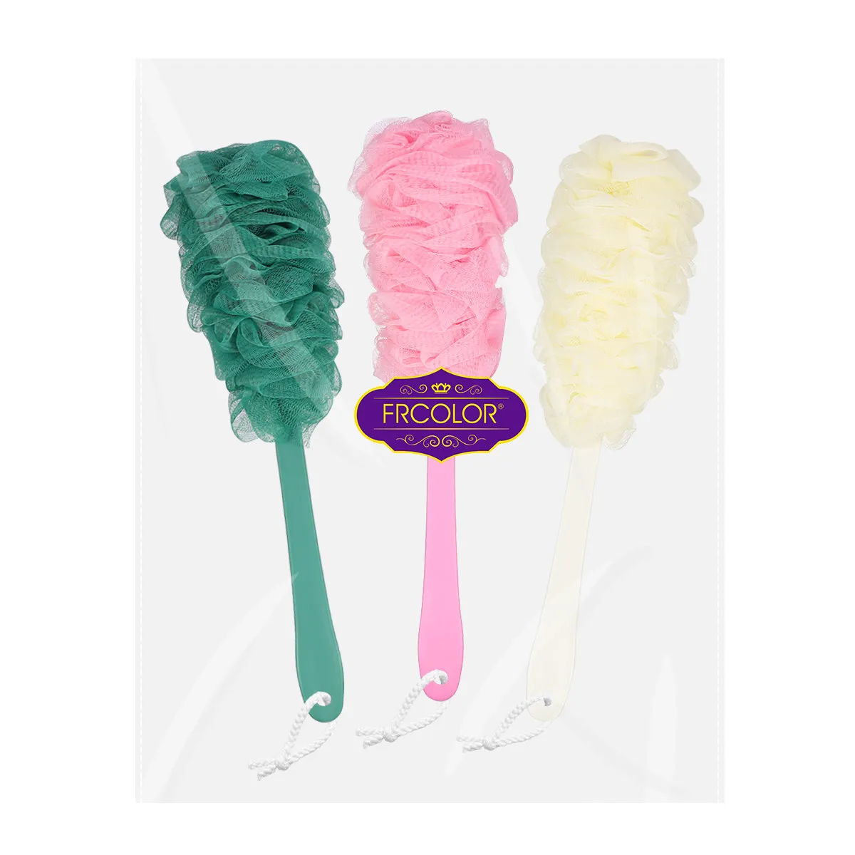 

Набор из 3-х длинных щеток для ванны с сетчатой губкой для отшелушивания омертвевшей кожи, гладкого очищения и массажа спины, для душа и ванной комнаты