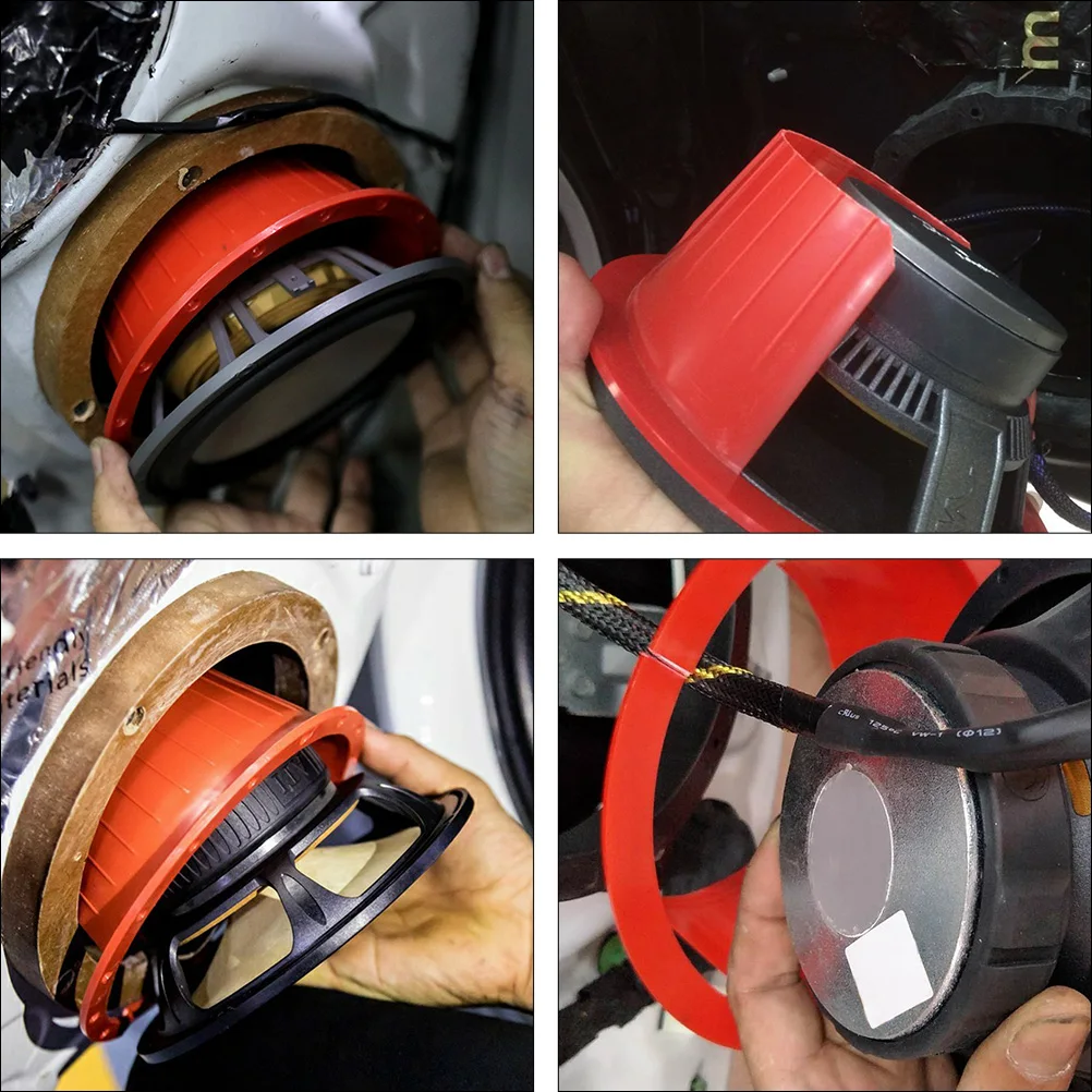 

2Pcs Car Speaker Waterproof Covers Exquisite Workmanship Abs Material Protective Pads Audio Washers Red