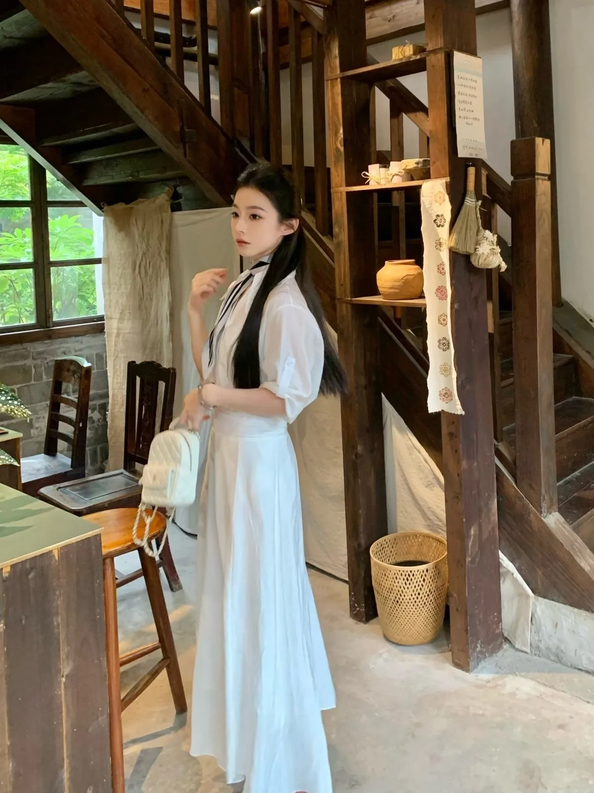 

Комплект SIMONA Gentle Oxygen для женщин: юбка в нежных тонах с шелковым шарфом, длинный рукав, V-образный вырез, хлопковая смесь