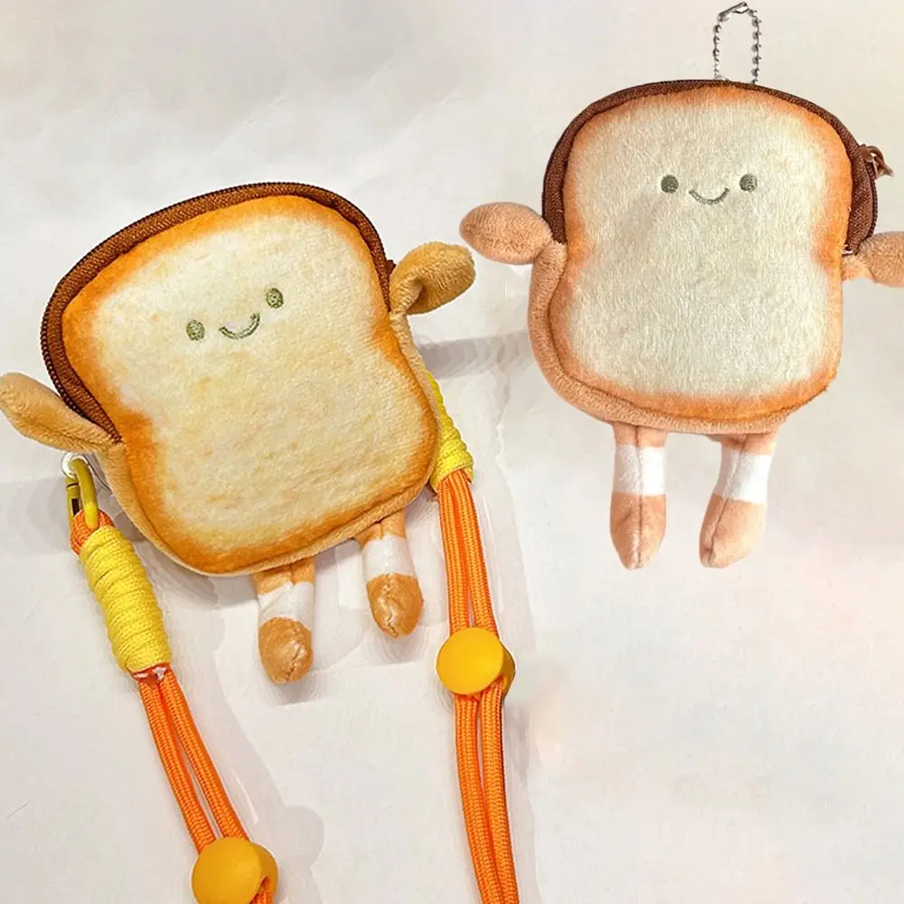 Nouveau Dessin animé Toast porte-monnaie Portable léger pièce de monnaie clé sac pain Mini sac de maquillage rouge à lèvres