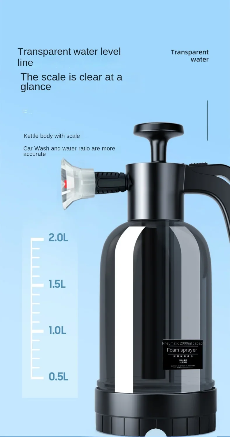 2L Manueller Schneeschaumsprüher – Handpumpen-Autowaschflasche mit 3 Düsen – Detail 11