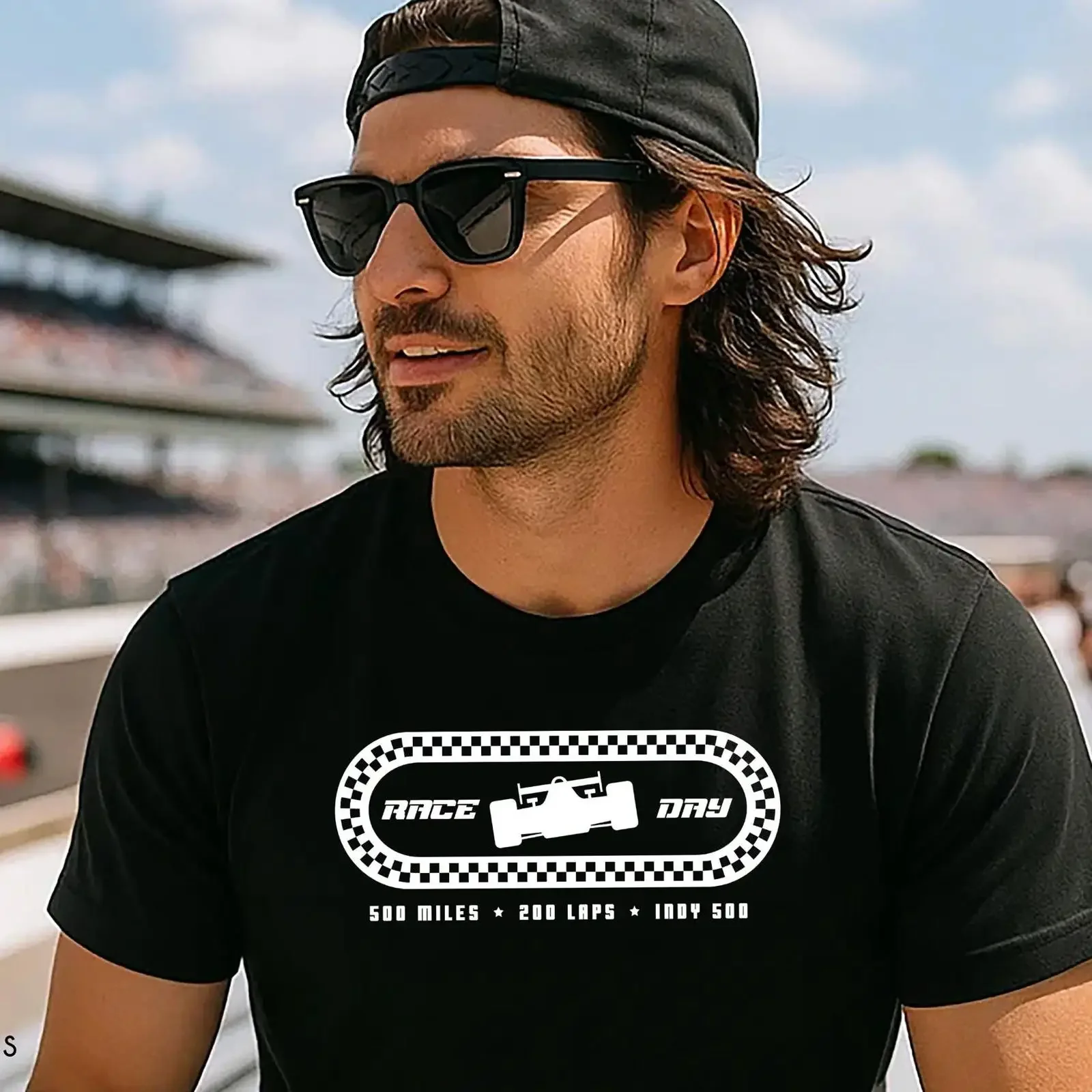 Oval Checkered Flag Indy 500 Race Day T Shirt Miles 200 Laps Indianapolis Casual Racing For Fans vintage Washed fashion Stylish