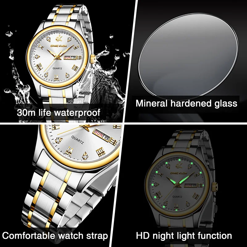 EK Women\'s Wrist watch Original Luxury Watches for Ladies Waterproof Stainless Steel Quartz Woman Wristwatch Gold 2022 trend