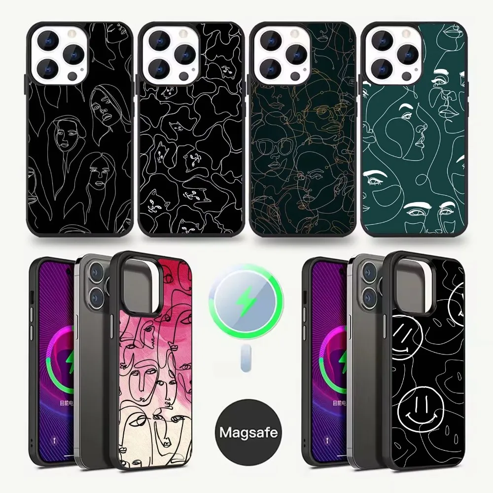 

Line Art Printed Phone Case For iPhone 16,15,14,13,12,11,Pro,Max,Plus,Mini,Magsafe,Magnetic Wireless Charging Case