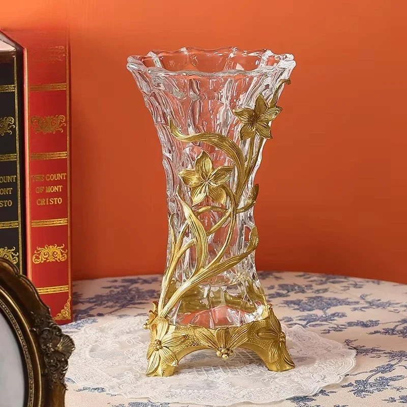 European luxury enamel crystal glass vase living room home decoration ornament