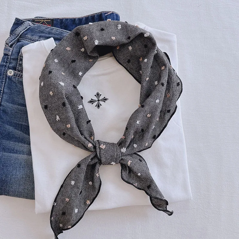 

%cotton artistic scarf women, Japanese style, breathable, neck-protecting, warm, small neck scarf, vintage,