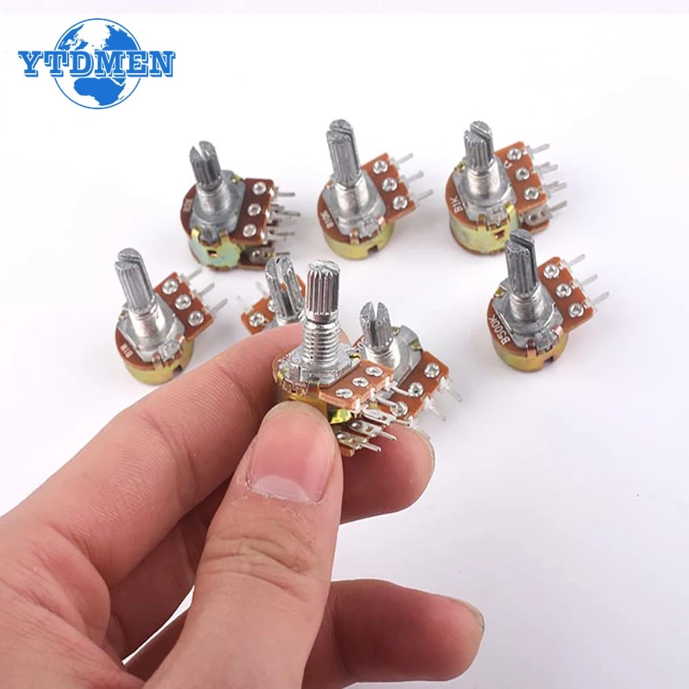 5PCS WH148 6Pin Dreh Potentiometer B1K B2K B5K B10K B20K B50K B100K B500K 20MM Welle Verstärker Dual Stereo Potentiometer kit